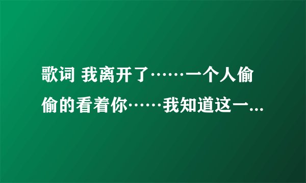 歌词 我离开了……一个人偷偷的看着你……我知道这一刻主角不是我……坚强的笑……当游戏…… 求