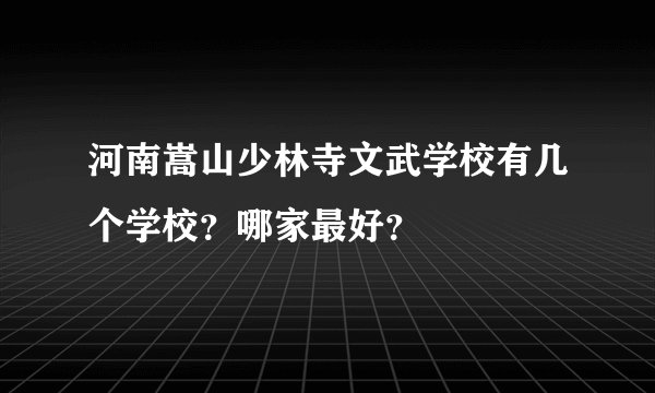 河南嵩山少林寺文武学校有几个学校？哪家最好？