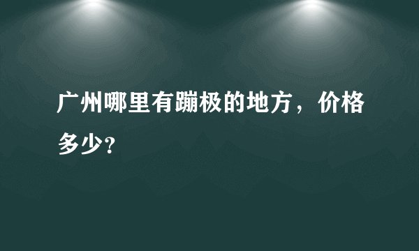广州哪里有蹦极的地方，价格多少？