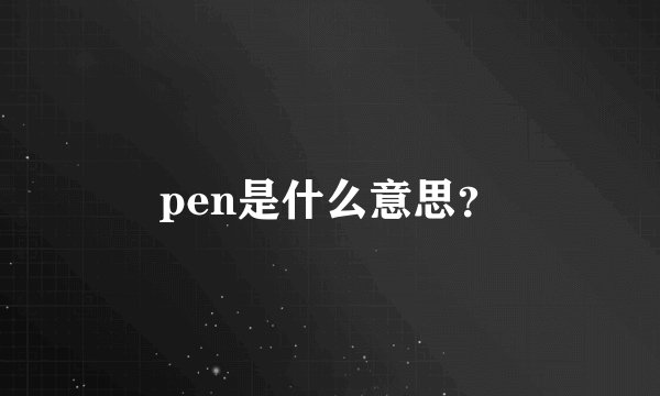 pen是什么意思？