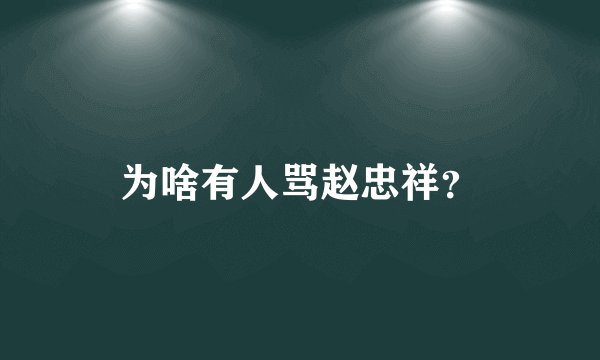 为啥有人骂赵忠祥？