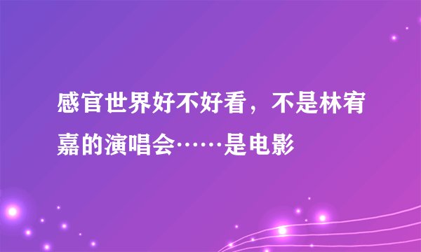 感官世界好不好看，不是林宥嘉的演唱会……是电影