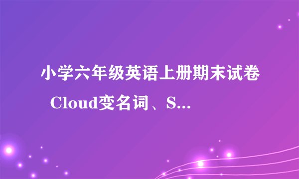 小学六年级英语上册期末试卷  Cloud变名词、Sunny变名词、Love变形容词、Leave变单数,