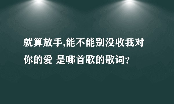 就算放手,能不能别没收我对你的爱 是哪首歌的歌词？