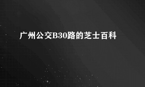 广州公交B30路的芝士百科