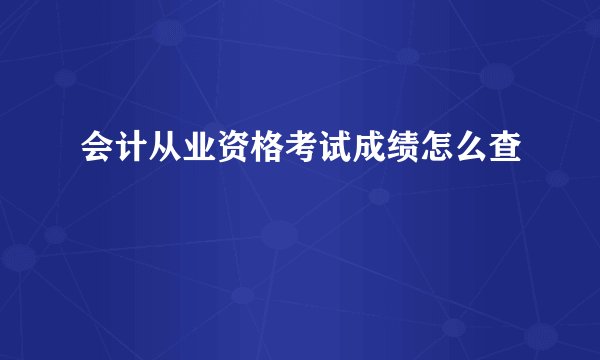 会计从业资格考试成绩怎么查