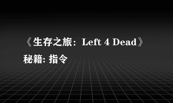 《生存之旅：Left 4 Dead》秘籍: 指令