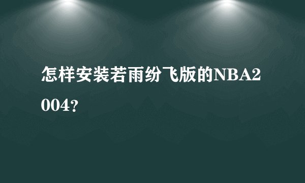 怎样安装若雨纷飞版的NBA2004？