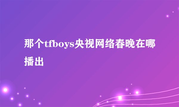 那个tfboys央视网络春晚在哪播出