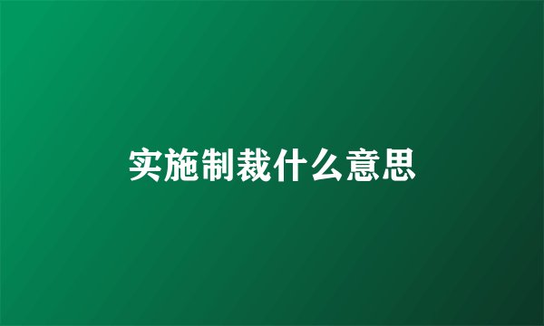实施制裁什么意思