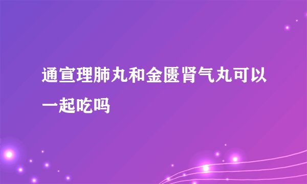 通宣理肺丸和金匮肾气丸可以一起吃吗