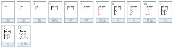 “鼠”字的笔顺？