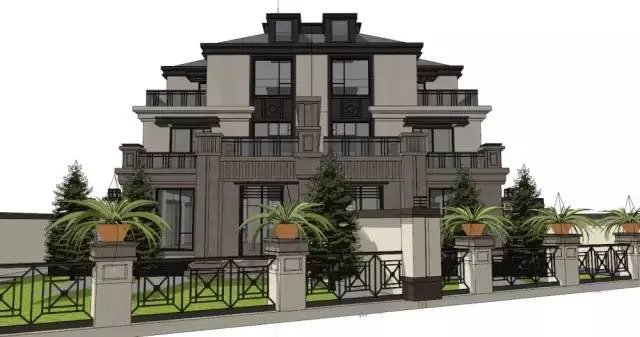 各种风格的石材别墅效果图