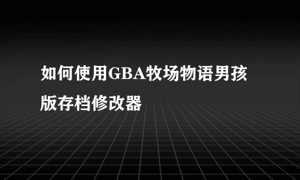如何使用GBA牧场物语男孩版存档修改器