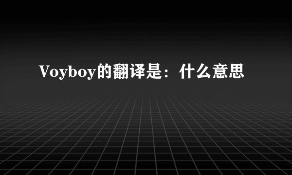 Voyboy的翻译是：什么意思