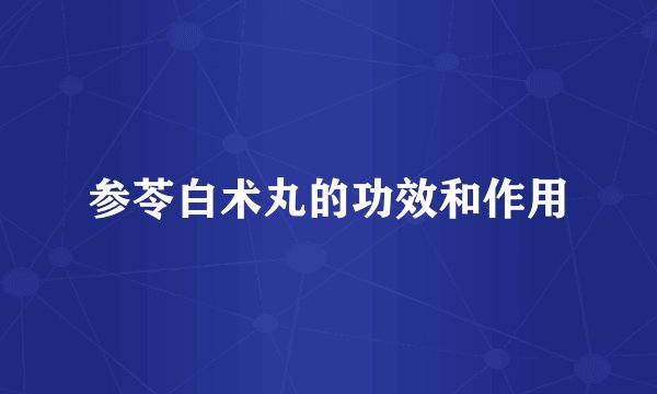 参苓白术丸的功效和作用
