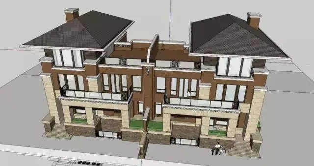 各种风格的石材别墅效果图