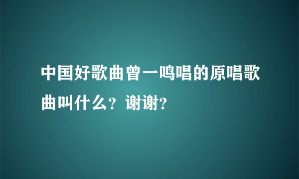 中国好歌曲曾一鸣唱的原唱歌曲叫什么？谢谢？