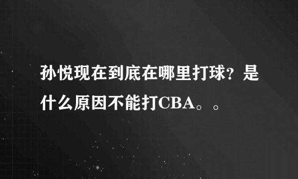 孙悦现在到底在哪里打球？是什么原因不能打CBA。。