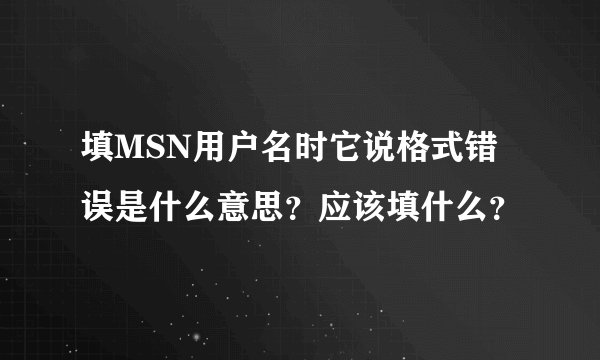 填MSN用户名时它说格式错误是什么意思？应该填什么？