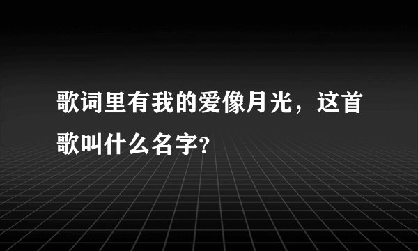 歌词里有我的爱像月光，这首歌叫什么名字？