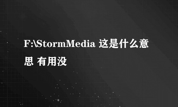 F:\StormMedia 这是什么意思 有用没