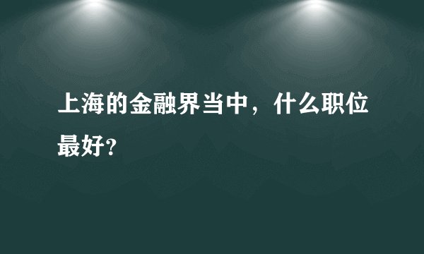 上海的金融界当中，什么职位最好？