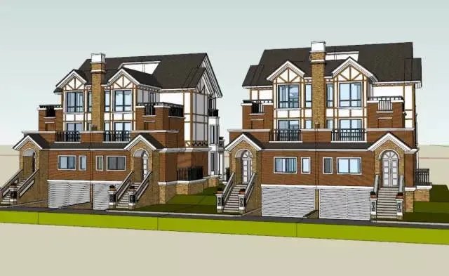 各种风格的石材别墅效果图