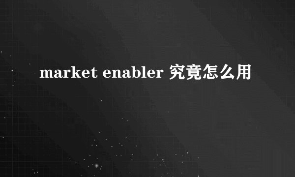 market enabler 究竟怎么用
