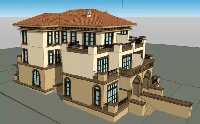 各种风格的石材别墅效果图