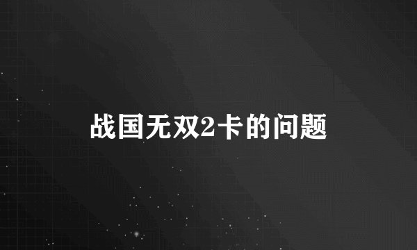 战国无双2卡的问题
