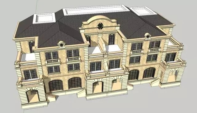 各种风格的石材别墅效果图