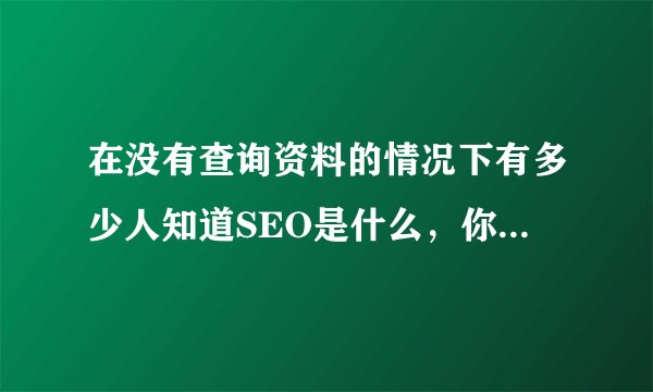 在没有查询资料的情况下有多少人知道SEO是什么，你知道吗？