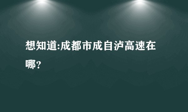 想知道:成都市成自泸高速在哪？