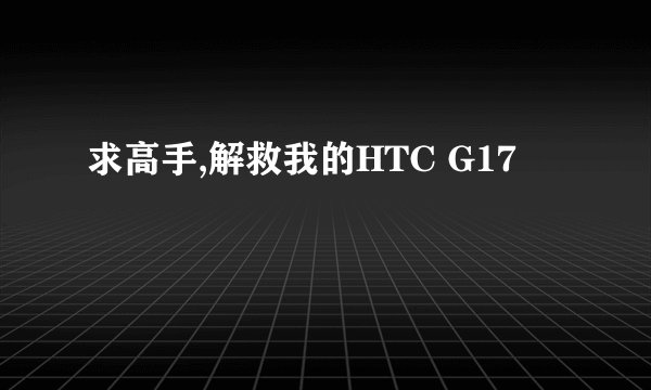 求高手,解救我的HTC G17