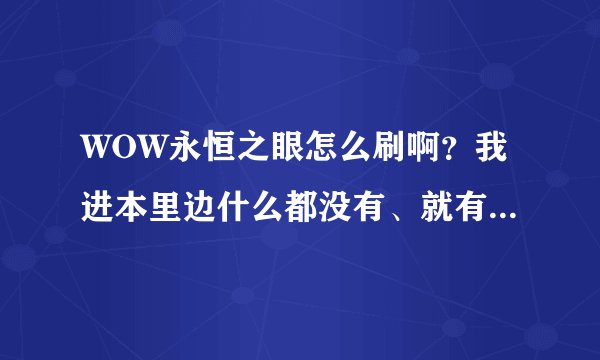 WOW永恒之眼怎么刷啊？我进本里边什么都没有、就有一个传送门、这个是不是还要提前需要什么东西？