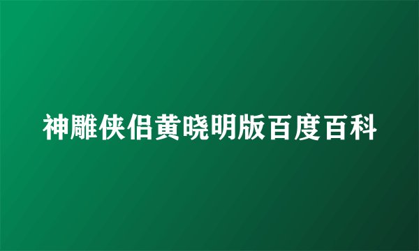 神雕侠侣黄晓明版百度百科