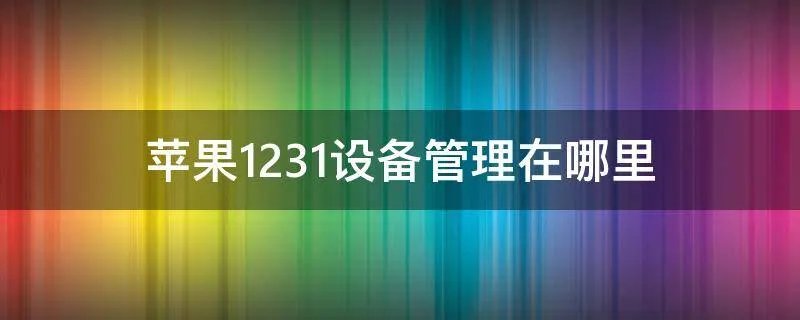 苹果12.3.1设备管理在哪里