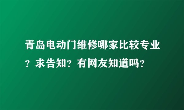 青岛电动门维修哪家比较专业？求告知？有网友知道吗？