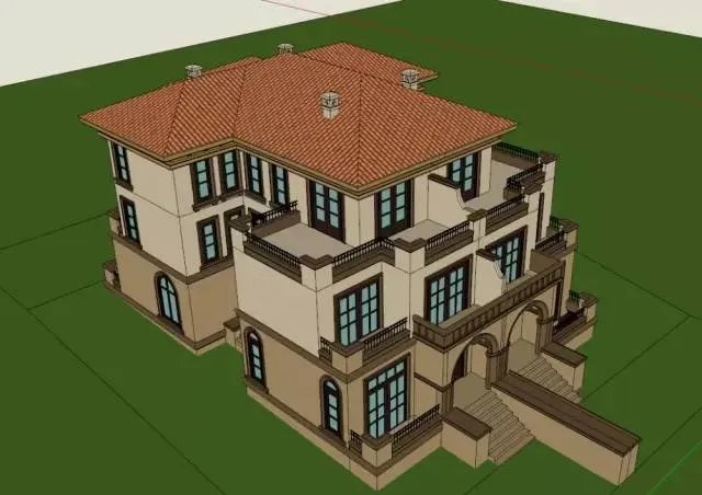 各种风格的石材别墅效果图