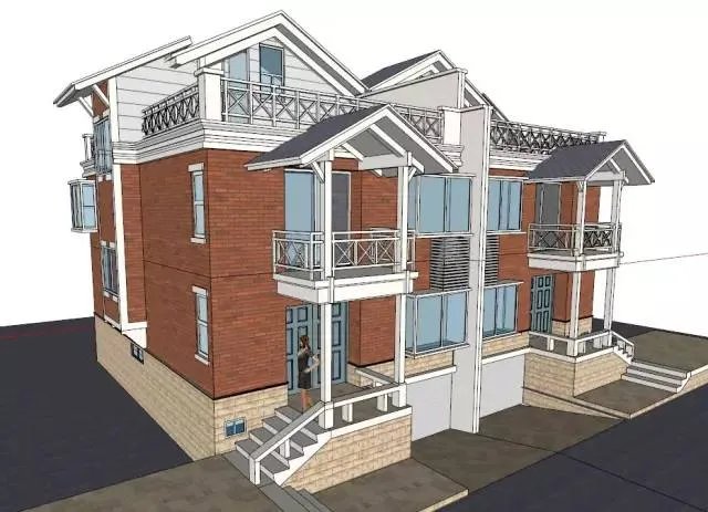 各种风格的石材别墅效果图