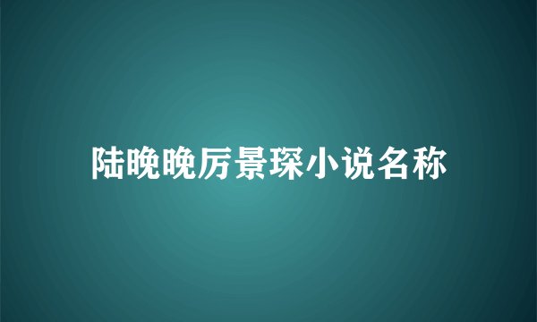 陆晚晚厉景琛小说名称