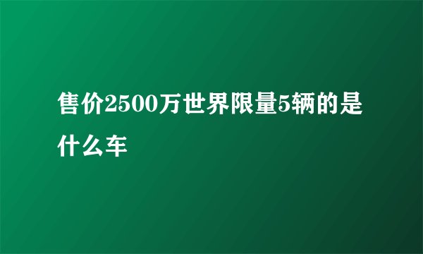 售价2500万世界限量5辆的是什么车
