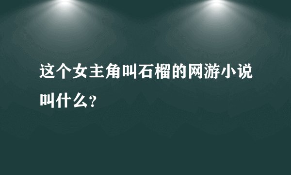 这个女主角叫石榴的网游小说叫什么？