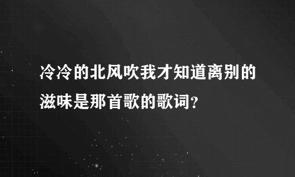 冷冷的北风吹我才知道离别的滋味是那首歌的歌词？