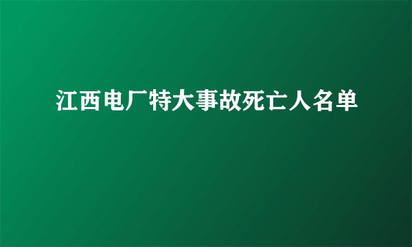 江西电厂特大事故死亡人名单