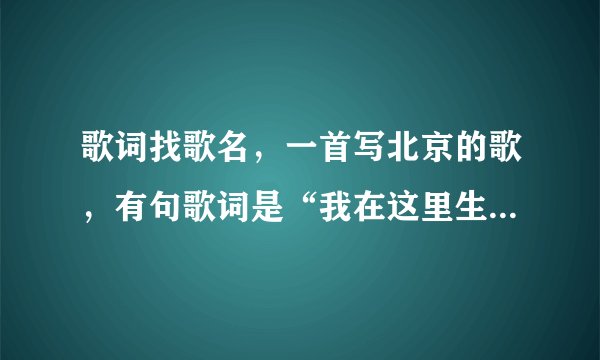 歌词找歌名，一首写北京的歌，有句歌词是“我在这里生我在这里长”还说到“王府井”还有一些北京的地名