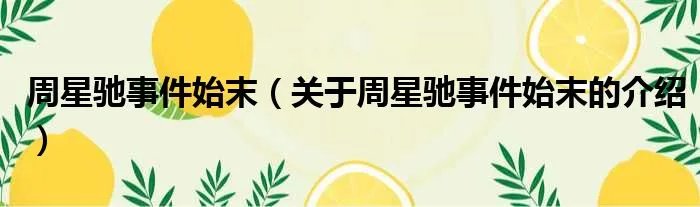 周星驰事件始末（关于周星驰事件始末的介绍）