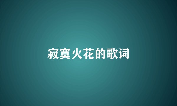 寂寞火花的歌词