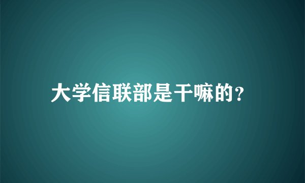 大学信联部是干嘛的？
